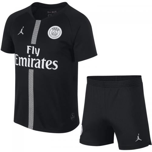 Kids PSG 18/19 3rd Black Soccer Kits (Shirt+Shorts)